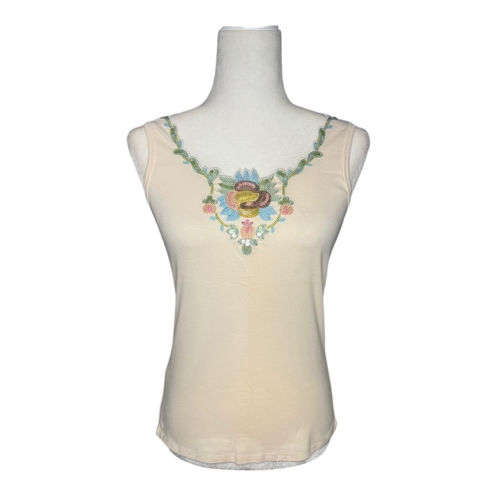 Bohemian Chic Sequins Embroidered Tank M NWT